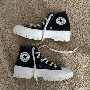 Converse Black and White High-Top Platform Sneakers